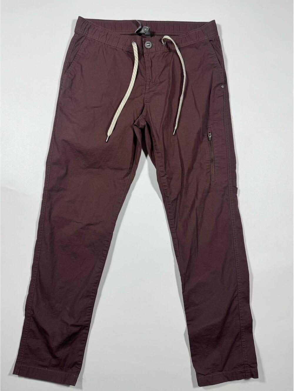 Vuori Mens Burgundy Jogger Pants Zip Pockets Drawstring Medium